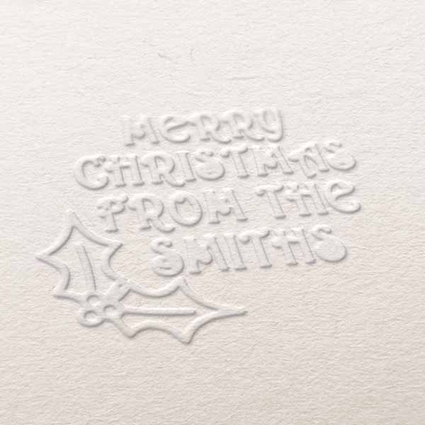 holly message christmas card embosser